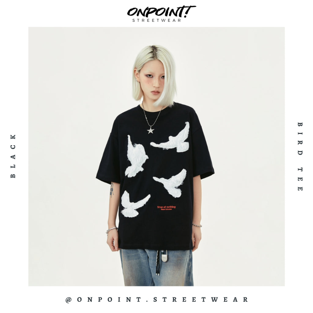 Bird Tee - T shirt pria wanita oversize jumbo kualitas premium korea