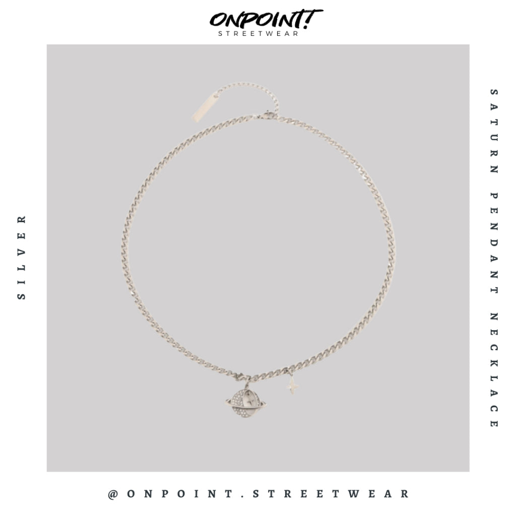 Saturn Pendant Necklace - kalung pria aksesoris pria fashion silver korea streetwear kalung necklace perhiasan