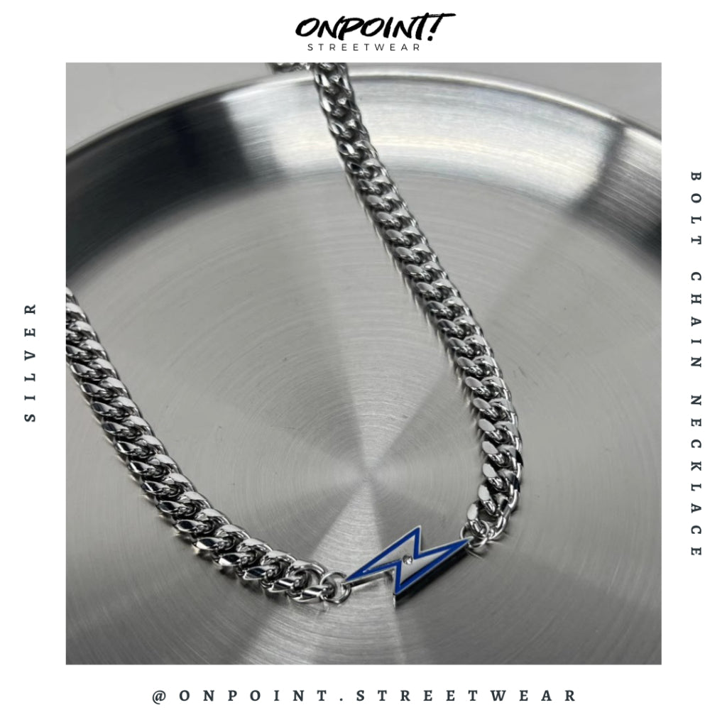 Bolt Chain Necklace - kalung pria aksesoris pria fashion silver korea streetwear kalung necklace perhiasan
