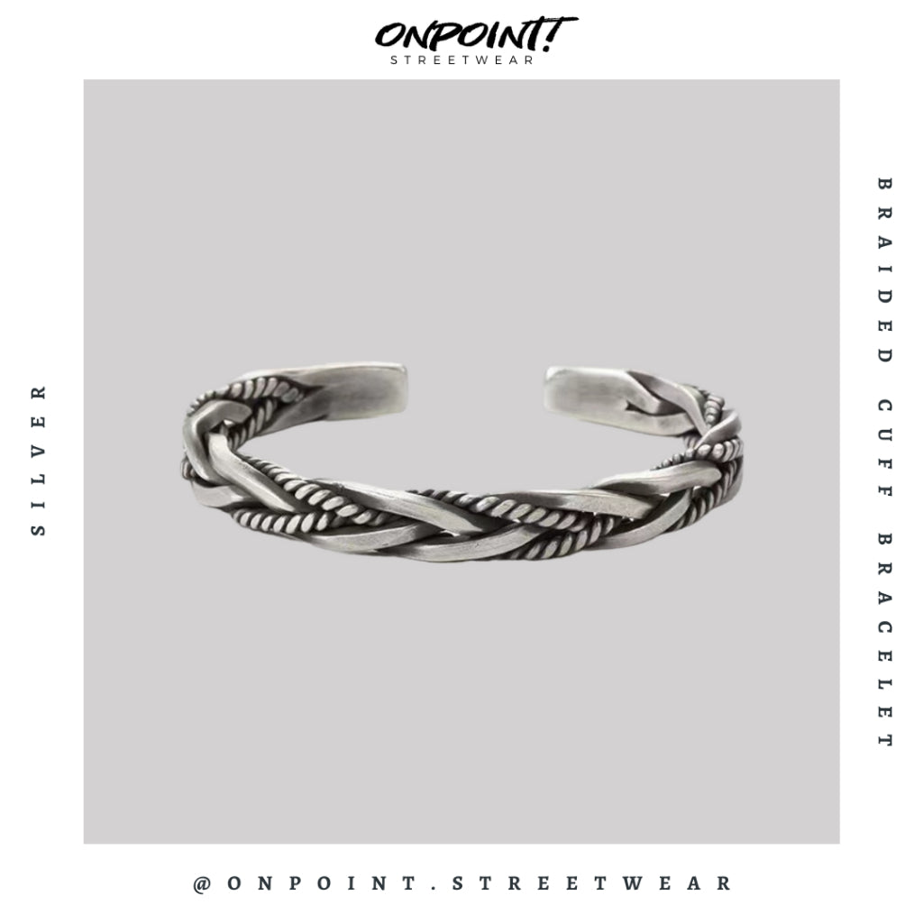 Braided Cuff Bracelet - gelang pria rantai gelang pria aksesoris fashion gelang tangan wanita unisex men bracelet gaya korea hip hop