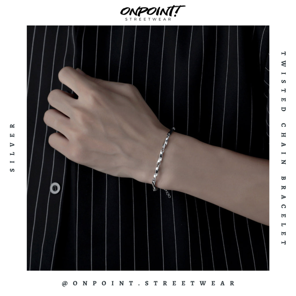 Twisted Chain Bracelet - gelang pria rantai gelang pria aksesoris fashion gelang tangan wanita unisex men bracelet gaya korea hip hop