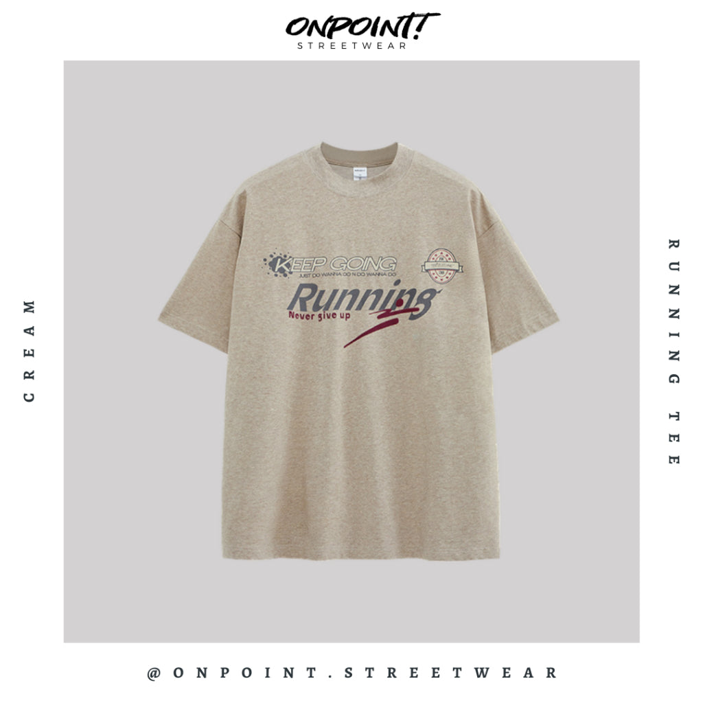 Running Tee - T shirt pria wanita oversize jumbo kualitas premium gaya korea