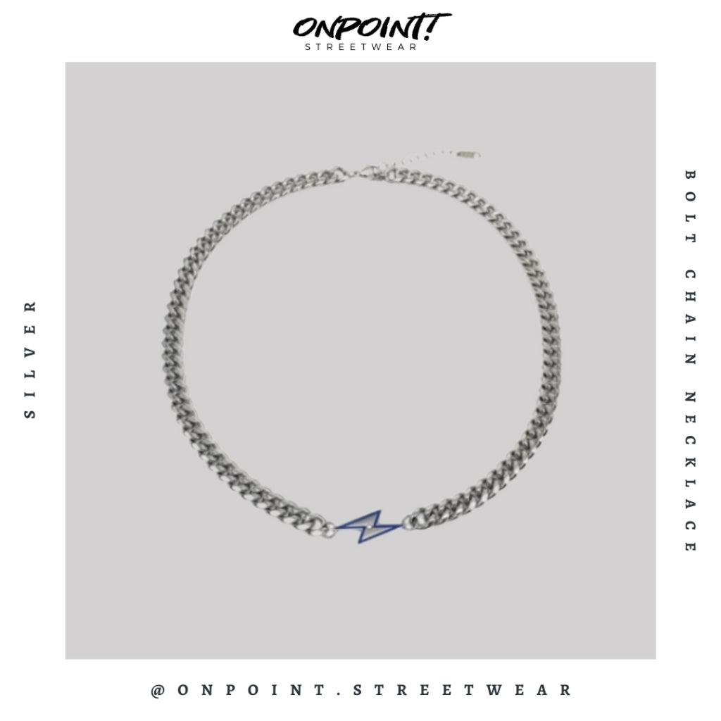 Bolt Chain Necklace - kalung pria aksesoris pria fashion silver korea streetwear kalung necklace perhiasan
