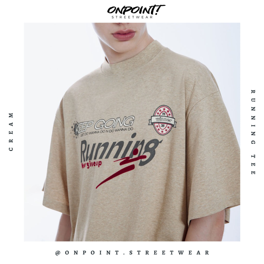 Running Tee - T shirt pria wanita oversize jumbo kualitas premium gaya korea