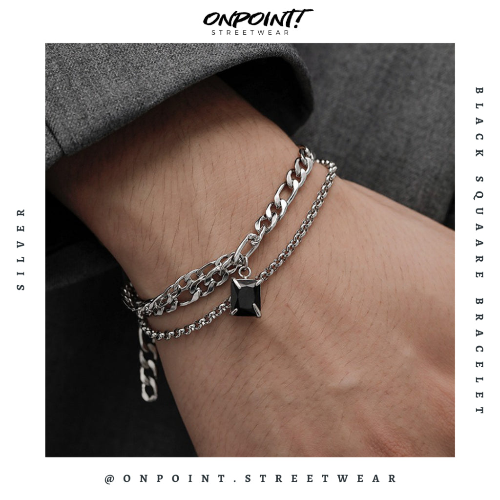 Square Bracelet - gelang pria rantai gelang pria aksesoris fashion gelang tangan wanita unisex men bracelet gaya korea hip hop