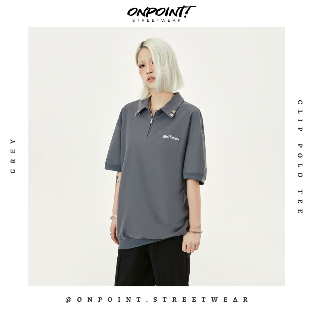 Clip Polo Tee - T shirt pria wanita oversize jumbo kualitas premium gaya korea