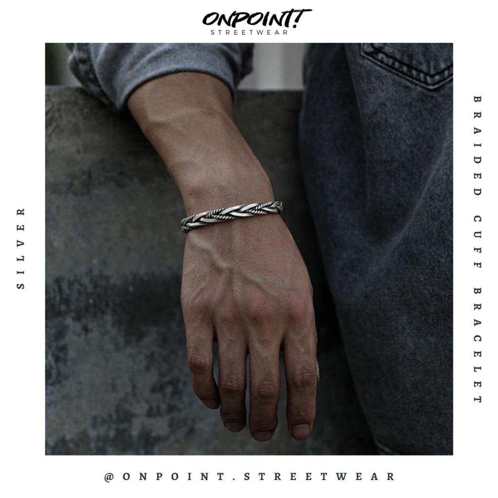 Braided Cuff Bracelet - gelang pria rantai gelang pria aksesoris fashion gelang tangan wanita unisex men bracelet gaya korea hip hop