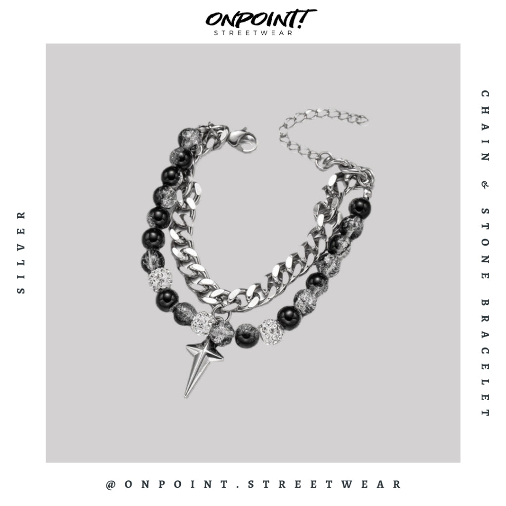 Chain Stone Bracelet - gelang pria rantai gelang pria aksesoris fashion gelang tangan wanita unisex men bracelet gaya korea hip hop