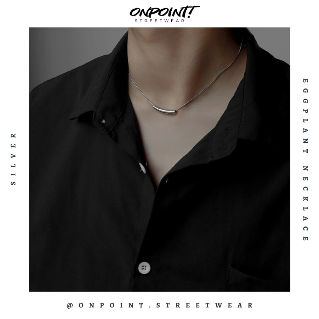 Eggplant Necklace - kalung pria aksesoris pria fashion silver korea streetwear kalung necklace perhiasan
