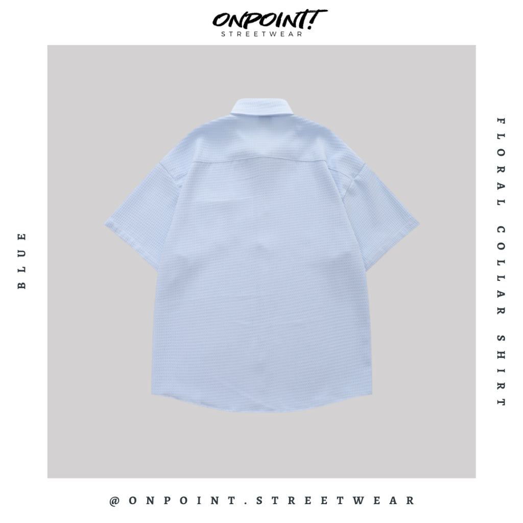Floral Collar Shirt - kemeja denim pria kemeja jeans wanita oversize gaya korea sablon premium jumbo hem pria oversize kemeja korea streetwear