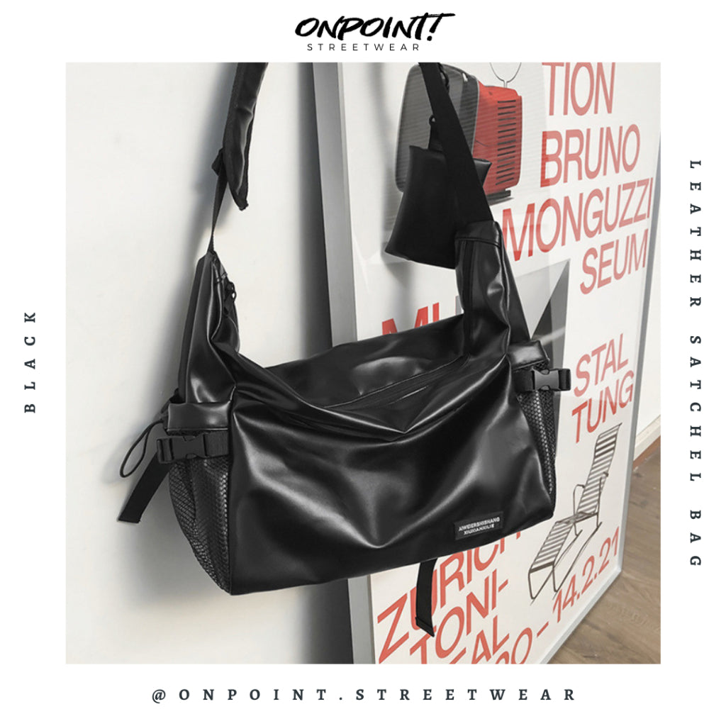 Leather Satchel Bag - tas pria selempang sling bag unisex tas pria keren tas pinggang pria tas pinggang wanita tas pinggang hp pria waistbag pria waistbag wanita waistbag pria original