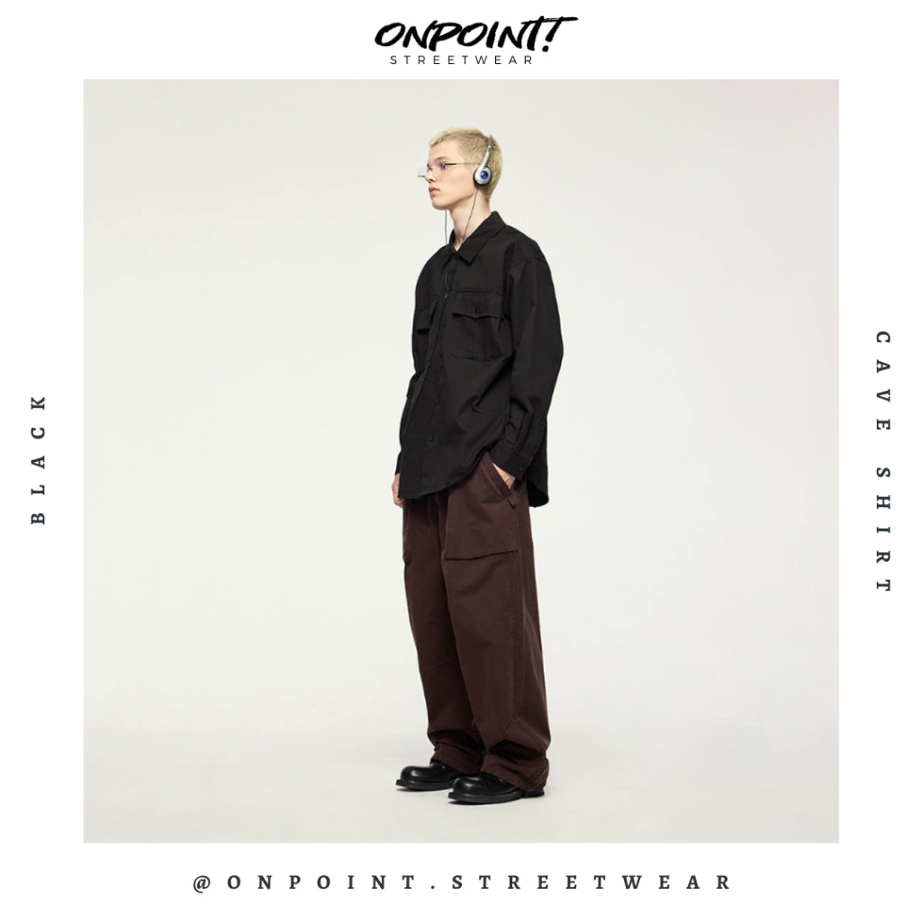 Cave Shirt - kemeja pria kemeja wanita oversize gaya korea sablon premium jumbo hem pria oversize kemeja korea streetwear