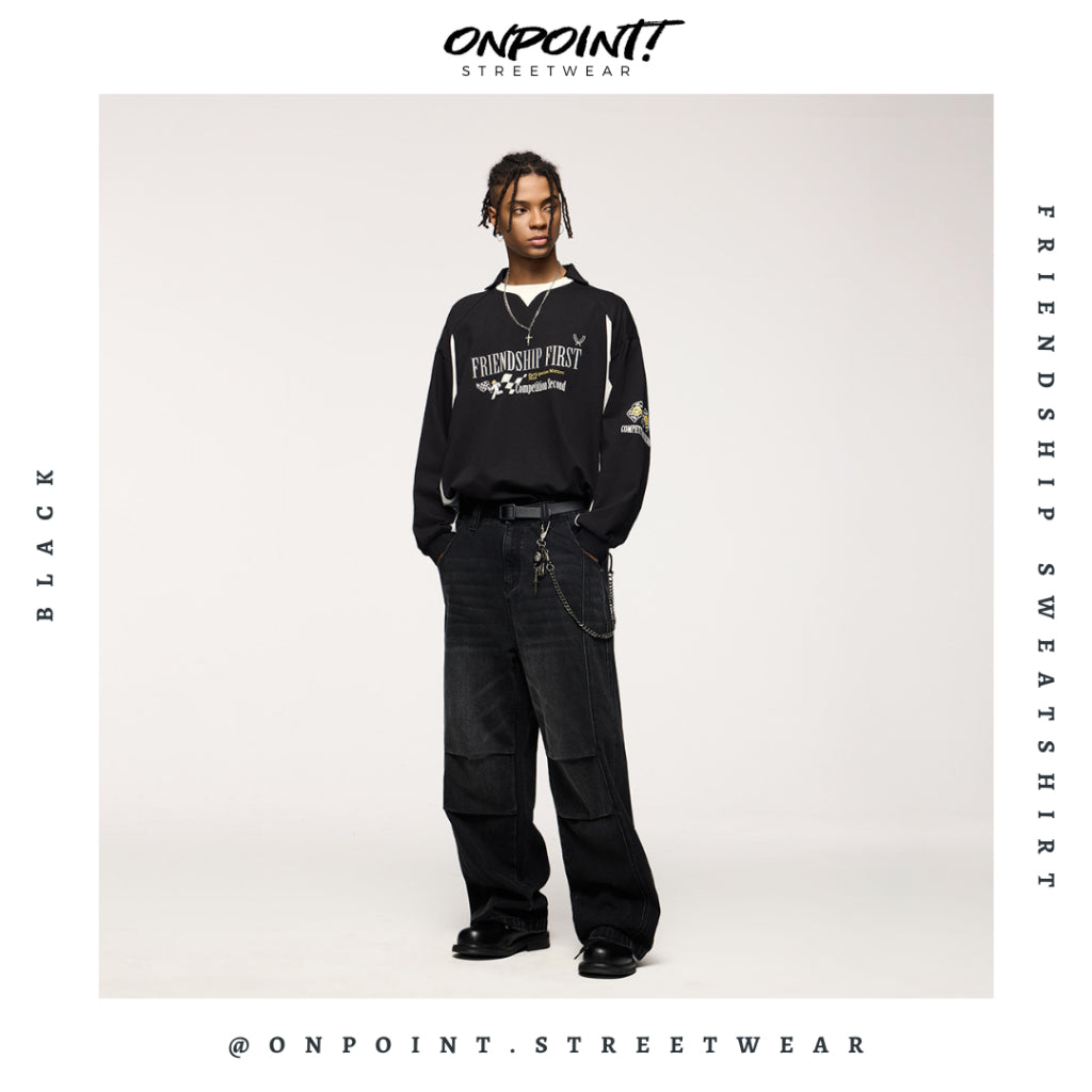 Friendship Sweatshirt - sweater pria distro sweater pria oversize sweatshirt pria keren crewneck pria oversize baju korea pria lengan panjang hip hop streetwear sweatshirt pria