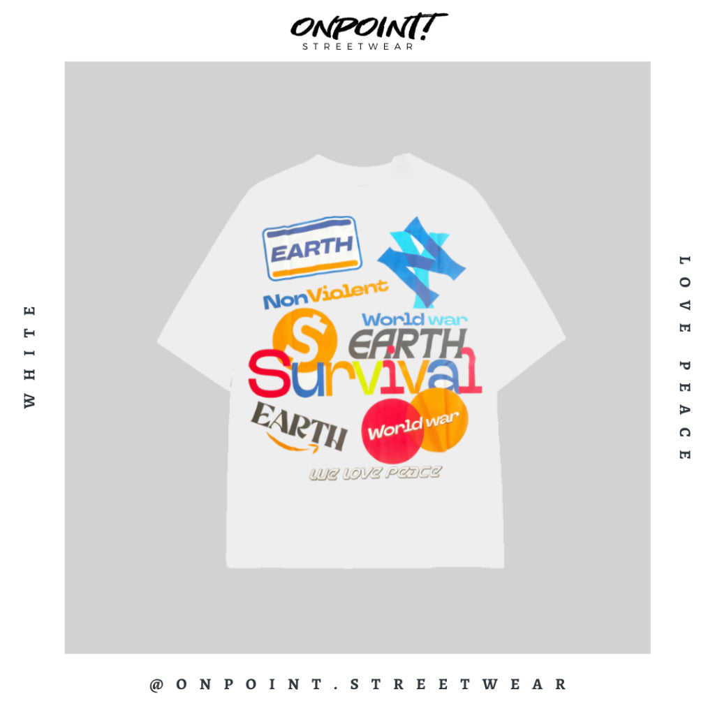 Love Peace Tee - kaos pria dewasa gaya korea premium distro lengan pendek jumbo oversize sablon stripe t-shirt oversize atasan pria oversize bahan katun