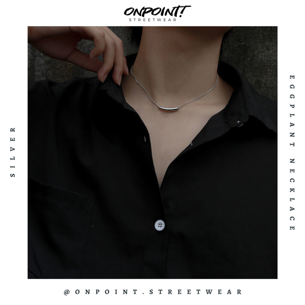 Eggplant Necklace - kalung pria aksesoris pria fashion silver korea streetwear kalung necklace perhiasan