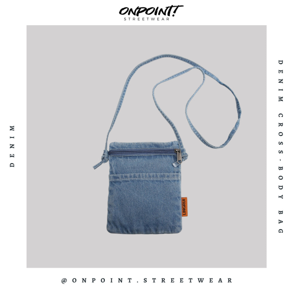 Denim Cross-Body Bag - tas pria selempang sling bag unisex tas pria keren tas pinggang pria tas pinggang wanita tas pinggang hp pria waistbag pria waistbag wanita waistbag pria original