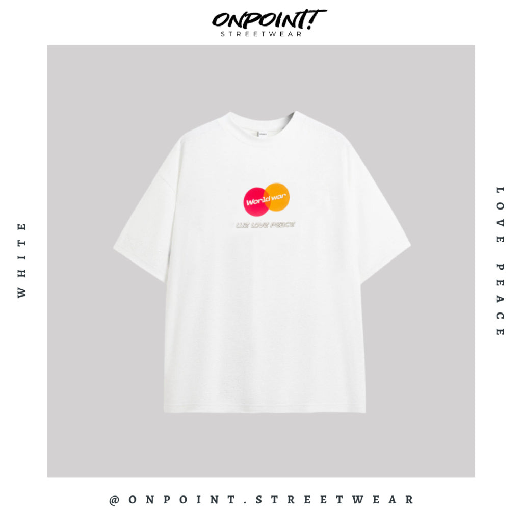 Love Peace Tee - kaos pria dewasa gaya korea premium distro lengan pendek jumbo oversize sablon stripe t-shirt oversize atasan pria oversize bahan katun