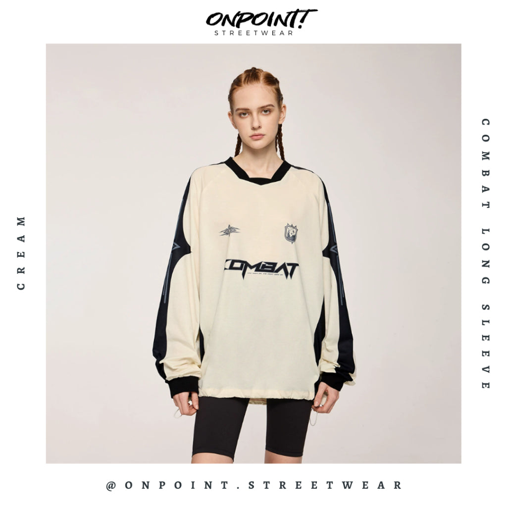Combat Long Sleeve - kaos lengan panjang kaos pria streetwear korea atasan fashion laki-laki sablon printing