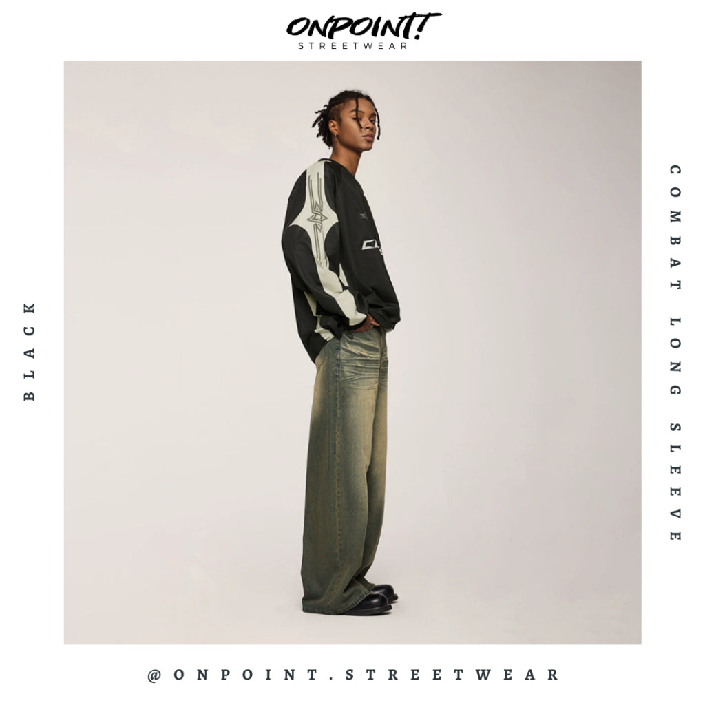 Combat Long Sleeve - kaos lengan panjang kaos pria streetwear korea atasan fashion laki-laki sablon printing