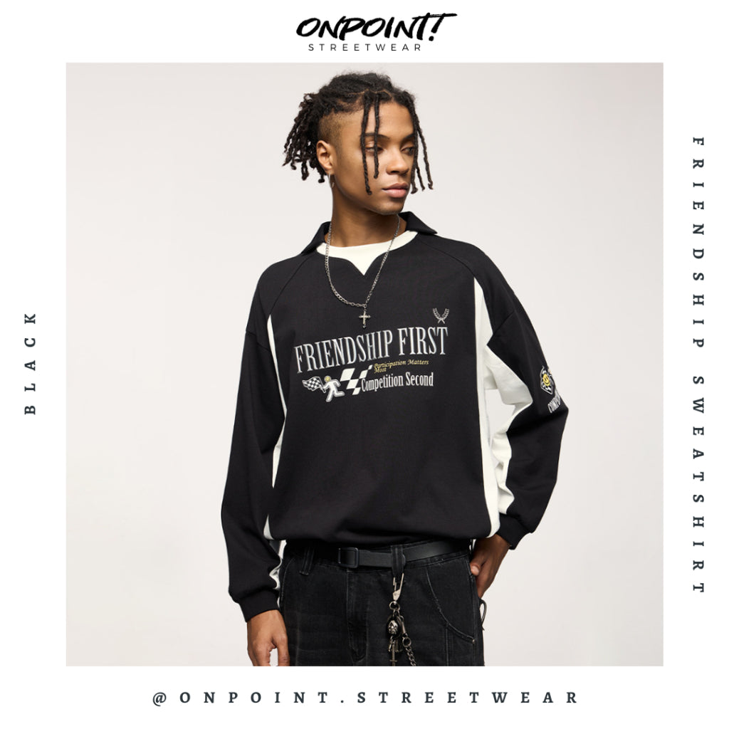 Friendship Sweatshirt - sweater pria distro sweater pria oversize sweatshirt pria keren crewneck pria oversize baju korea pria lengan panjang hip hop streetwear sweatshirt pria