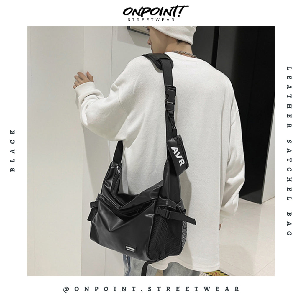 Leather Satchel Bag - tas pria selempang sling bag unisex tas pria keren tas pinggang pria tas pinggang wanita tas pinggang hp pria waistbag pria waistbag wanita waistbag pria original