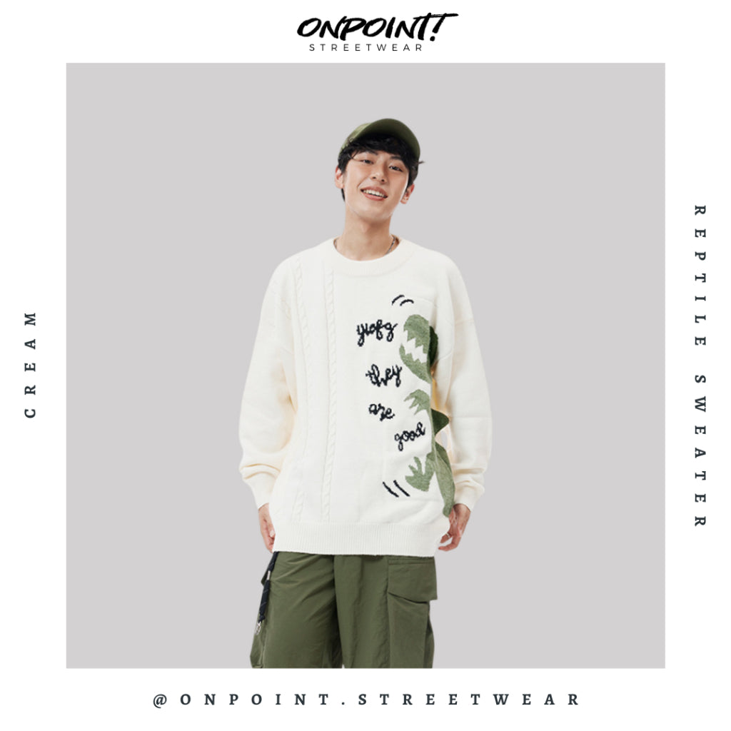 Reptile Sweater - sweater pria distro sweater pria oversize sweatshirt pria keren crewneck pria oversize baju korea pria lengan panjang hip hop streetwear sweatshirt pria