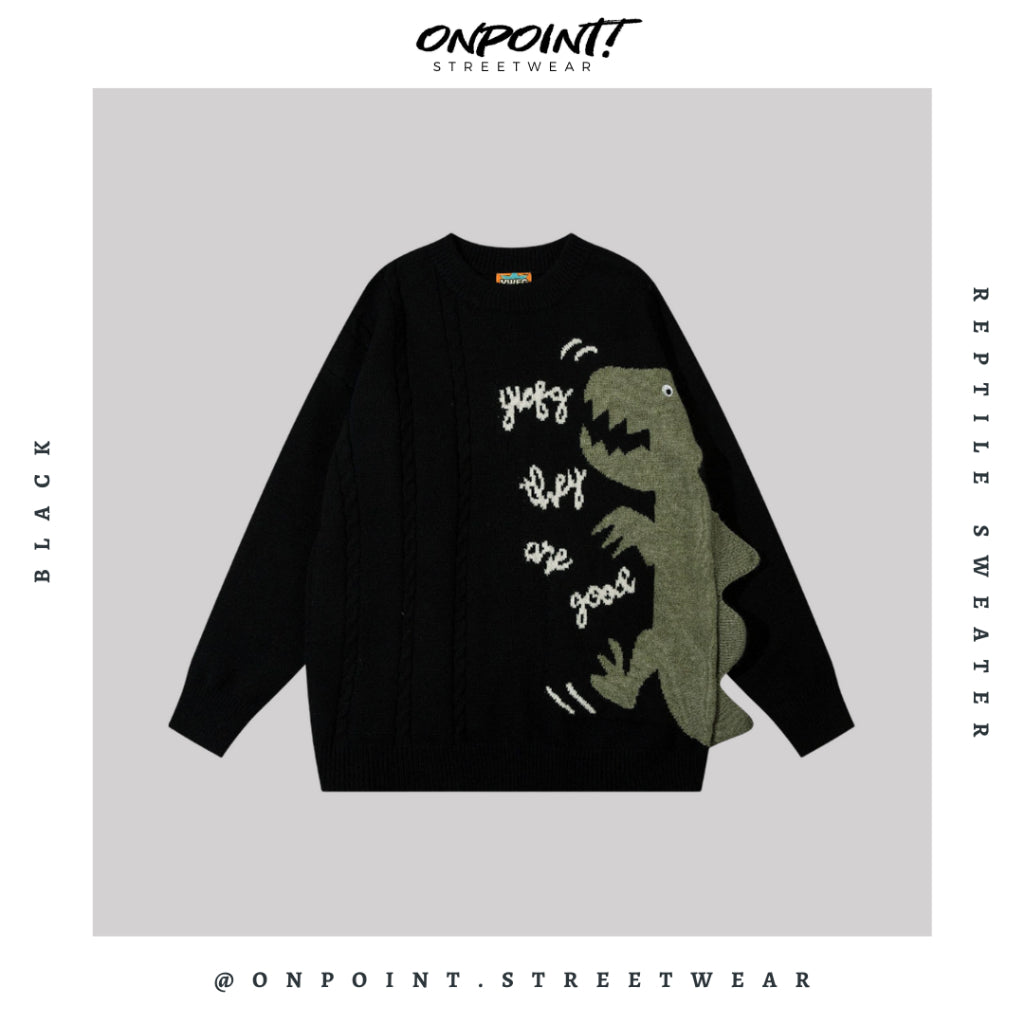 Reptile Sweater - sweater pria distro sweater pria oversize sweatshirt pria keren crewneck pria oversize baju korea pria lengan panjang hip hop streetwear sweatshirt pria