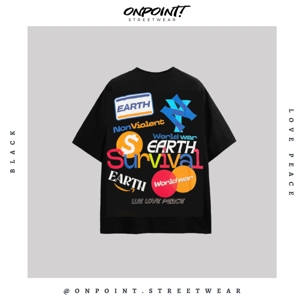 Love Peace Tee - kaos pria dewasa gaya korea premium distro lengan pendek jumbo oversize sablon stripe t-shirt oversize atasan pria oversize bahan katun