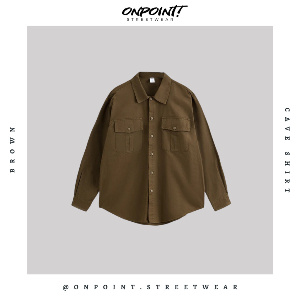 Cave Shirt - kemeja pria kemeja wanita oversize gaya korea sablon premium jumbo hem pria oversize kemeja korea streetwear