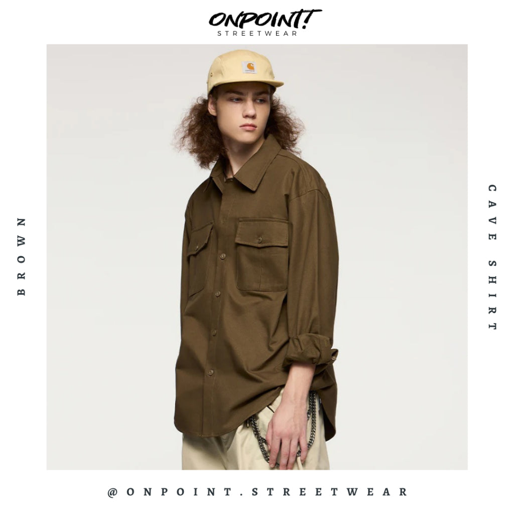Cave Shirt - kemeja pria kemeja wanita oversize gaya korea sablon premium jumbo hem pria oversize kemeja korea streetwear