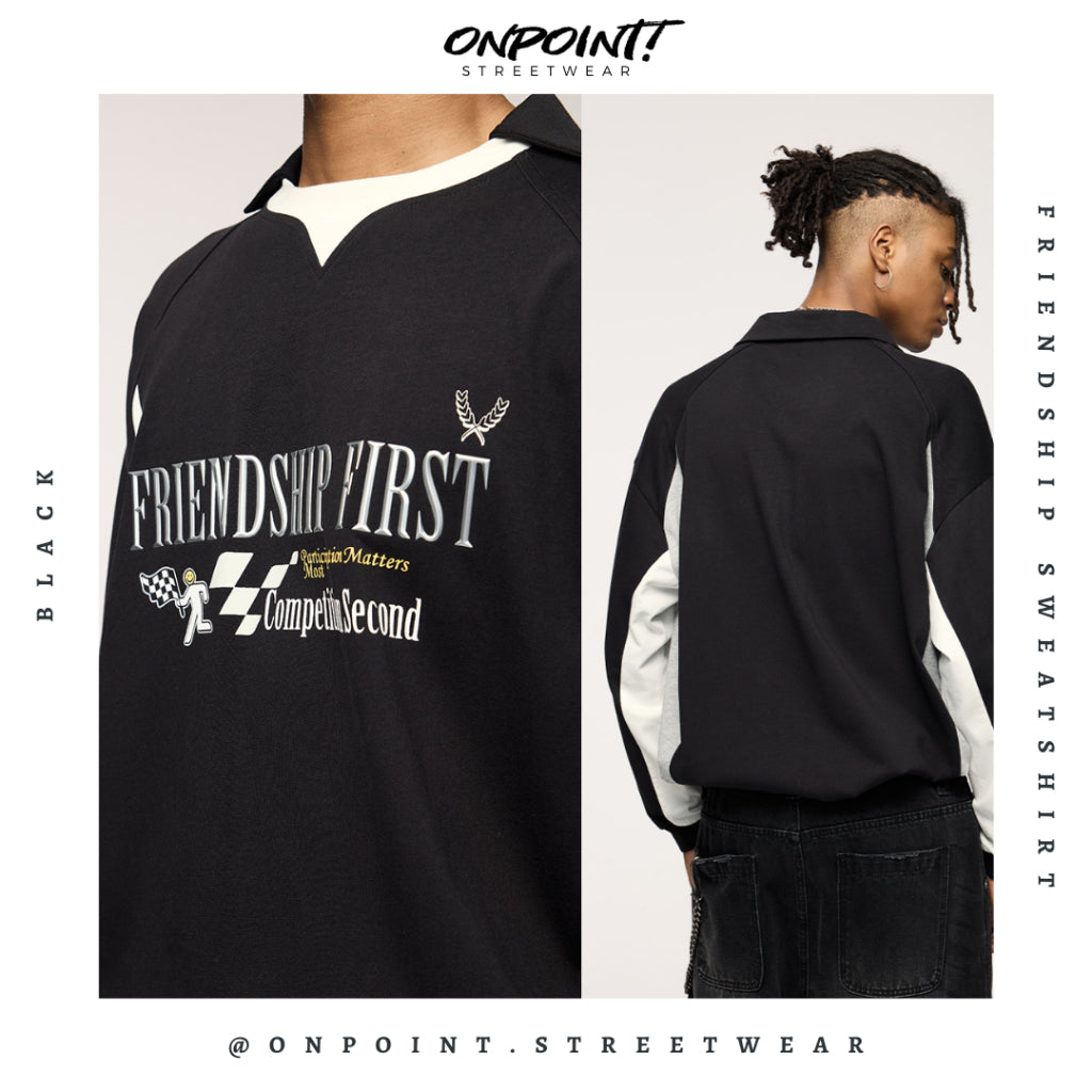 Friendship Sweatshirt - sweater pria distro sweater pria oversize sweatshirt pria keren crewneck pria oversize baju korea pria lengan panjang hip hop streetwear sweatshirt pria
