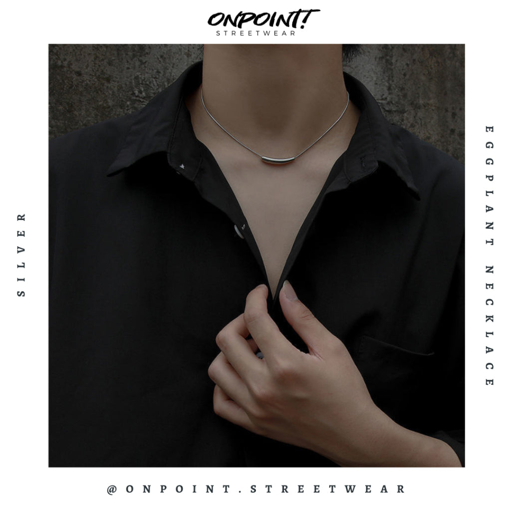 Eggplant Necklace - kalung pria aksesoris pria fashion silver korea streetwear kalung necklace perhiasan