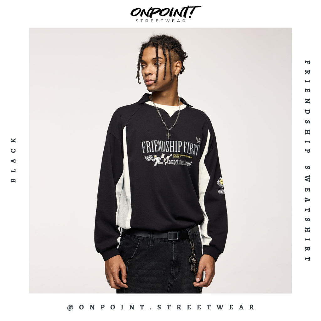 Friendship Sweatshirt - sweater pria distro sweater pria oversize sweatshirt pria keren crewneck pria oversize baju korea pria lengan panjang hip hop streetwear sweatshirt pria