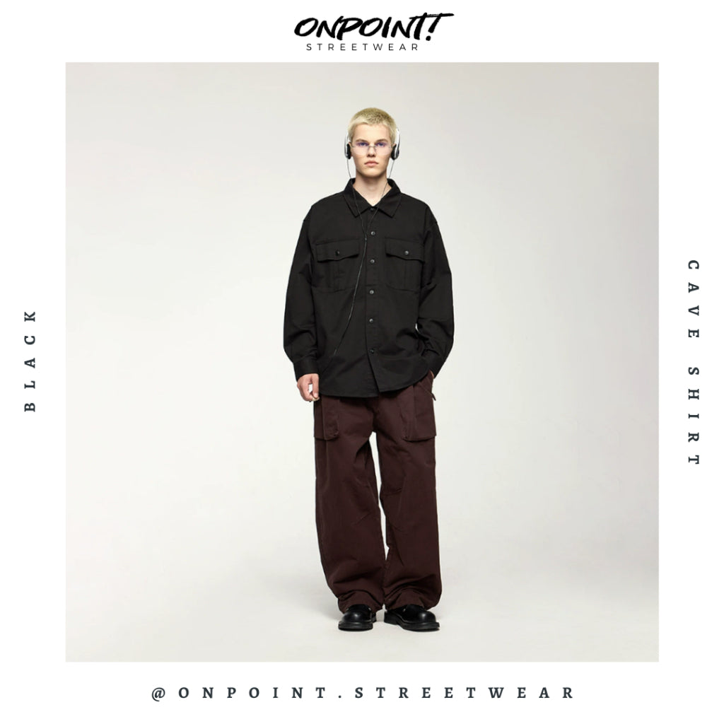Cave Shirt - kemeja pria kemeja wanita oversize gaya korea sablon premium jumbo hem pria oversize kemeja korea streetwear