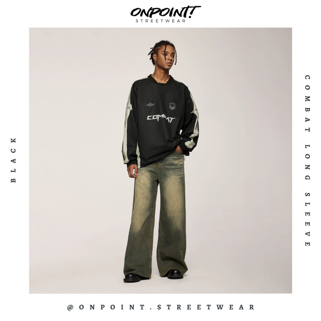 Combat Long Sleeve - kaos lengan panjang kaos pria streetwear korea atasan fashion laki-laki sablon printing