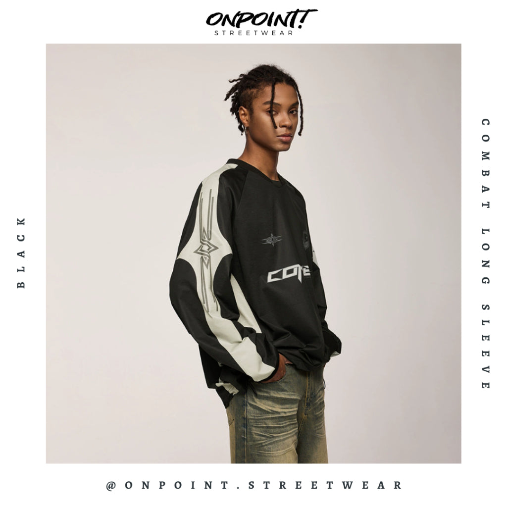Combat Long Sleeve - kaos lengan panjang kaos pria streetwear korea atasan fashion laki-laki sablon printing