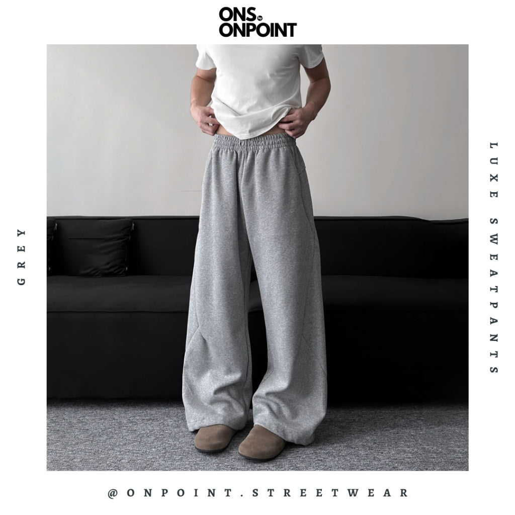 [ONS BY ONPOINT] Luxe Sweatpants - relaxed sweatpants celana panjang sporty celana jogger pria unisex celana baggy celana cowo basic polos wide pants cotton fleece sweatpants baggy oversize pants loose fit pants celana olahraga korean style