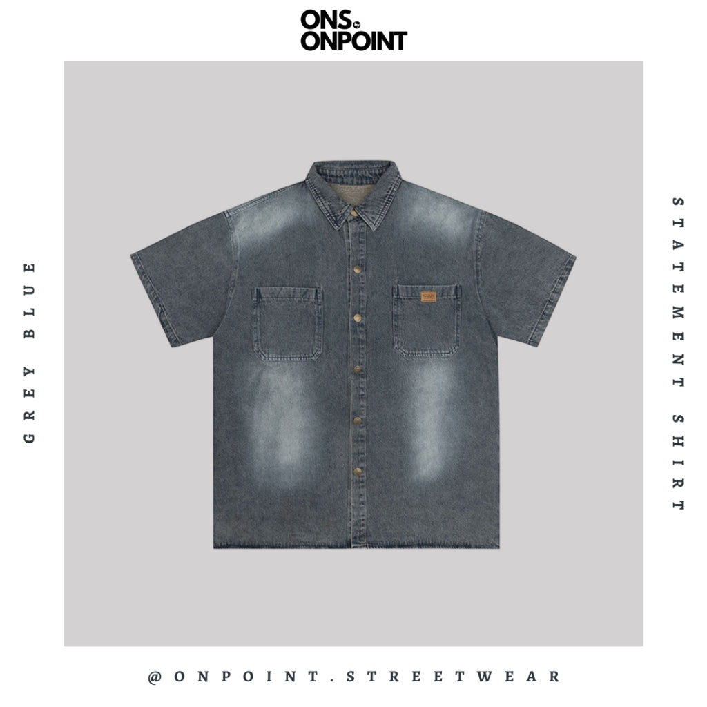 [ONS BY ONPOINT] Statement Shirt - kemeja pria denim kemeja denim unisex oversize korean style denim shirt overshirt outer denim jaket pria