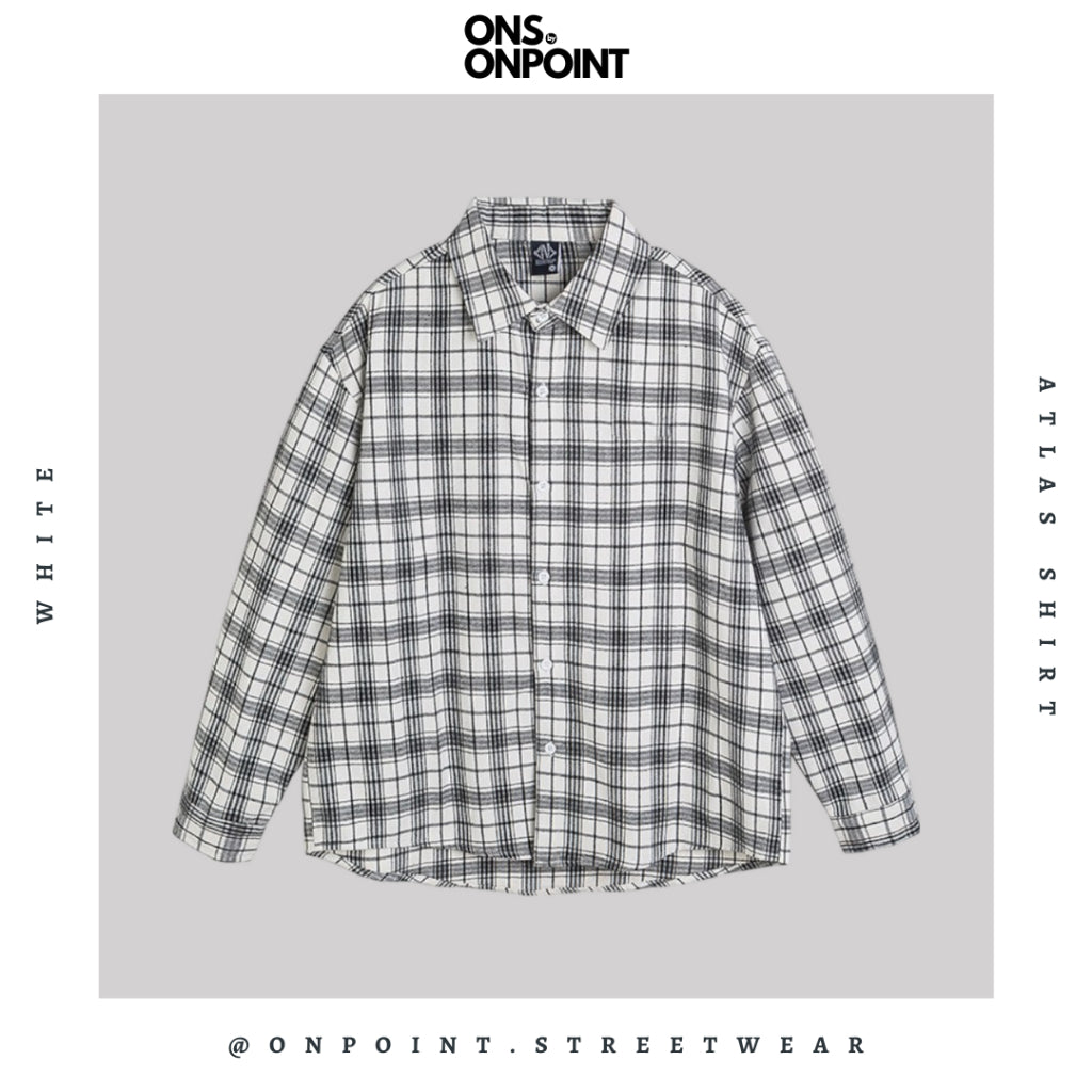 [ONS BY ONPOINT] Atlas Flannel - kemeja denim pria kemeja jeans wanita oversize gaya korea sablon premium jumbo hem pria oversize kemeja korea streetwear