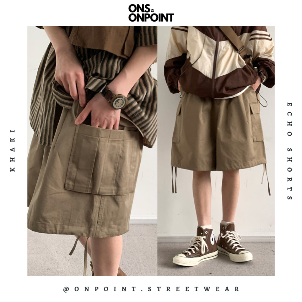 [ONS BY ONPOINT] Echo Shorts  - celana pendek pria celana pria shorts pinggang karet bahan katun hip hop korea streetwear bawahan fashion pria