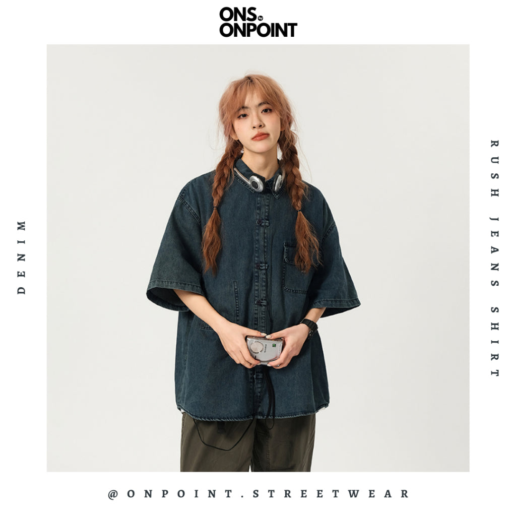 [ONS BY ONPOINT] Rush Jeans Shirt - kemeja pria denim kemeja denim unisex oversize korean style denim shirt overshirt outer denim jaket pria