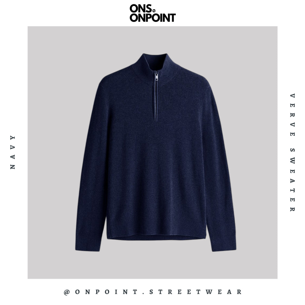 [ONS BY ONPOINT] Verve Half Zip - sweatshirt pria distro sweater pria oversize sweater pria keren crewneck pria oversize baju korea pria lengan panjang hip hop streetwear sweatshirt pria