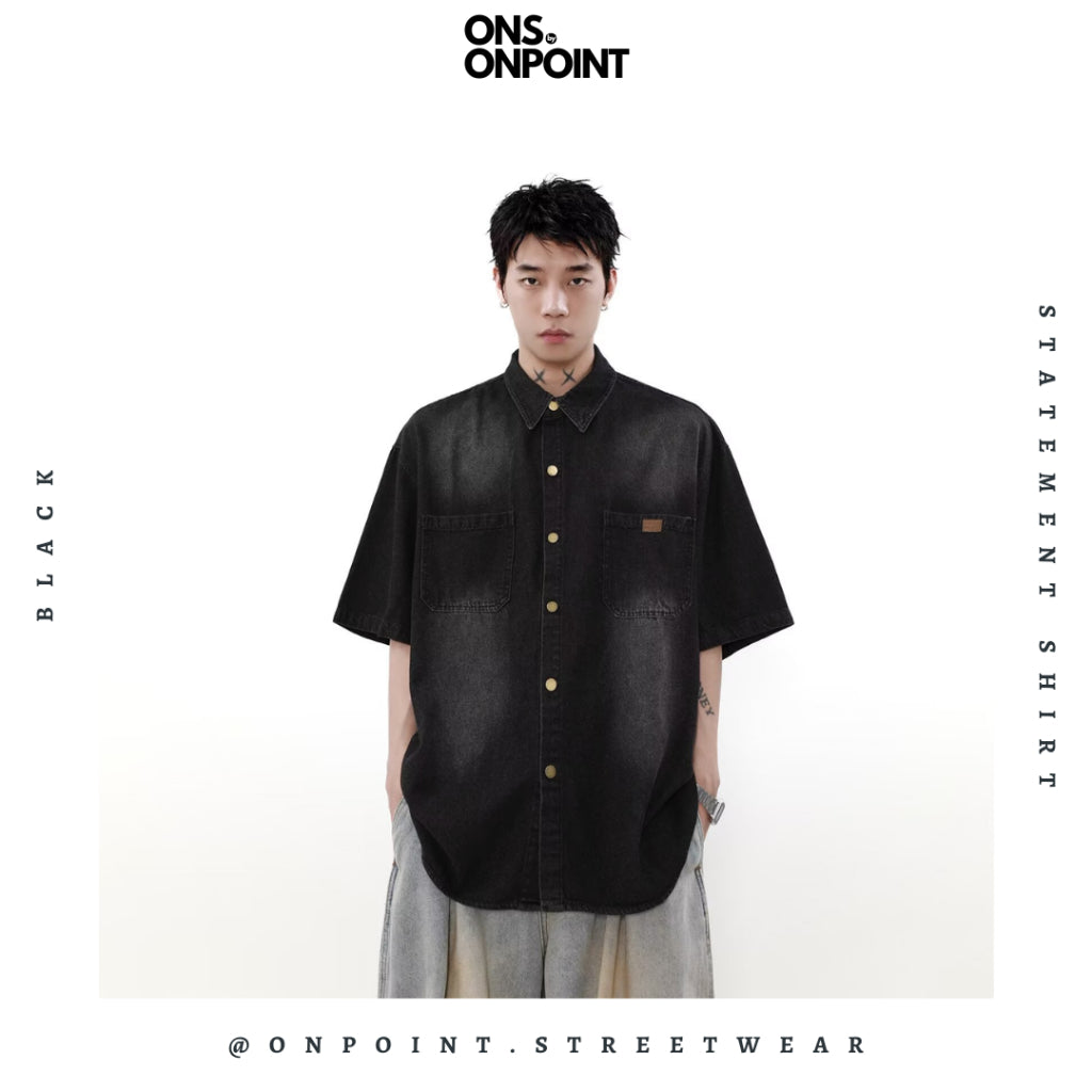 [ONS BY ONPOINT] Statement Shirt - kemeja pria denim kemeja denim unisex oversize korean style denim shirt overshirt outer denim jaket pria