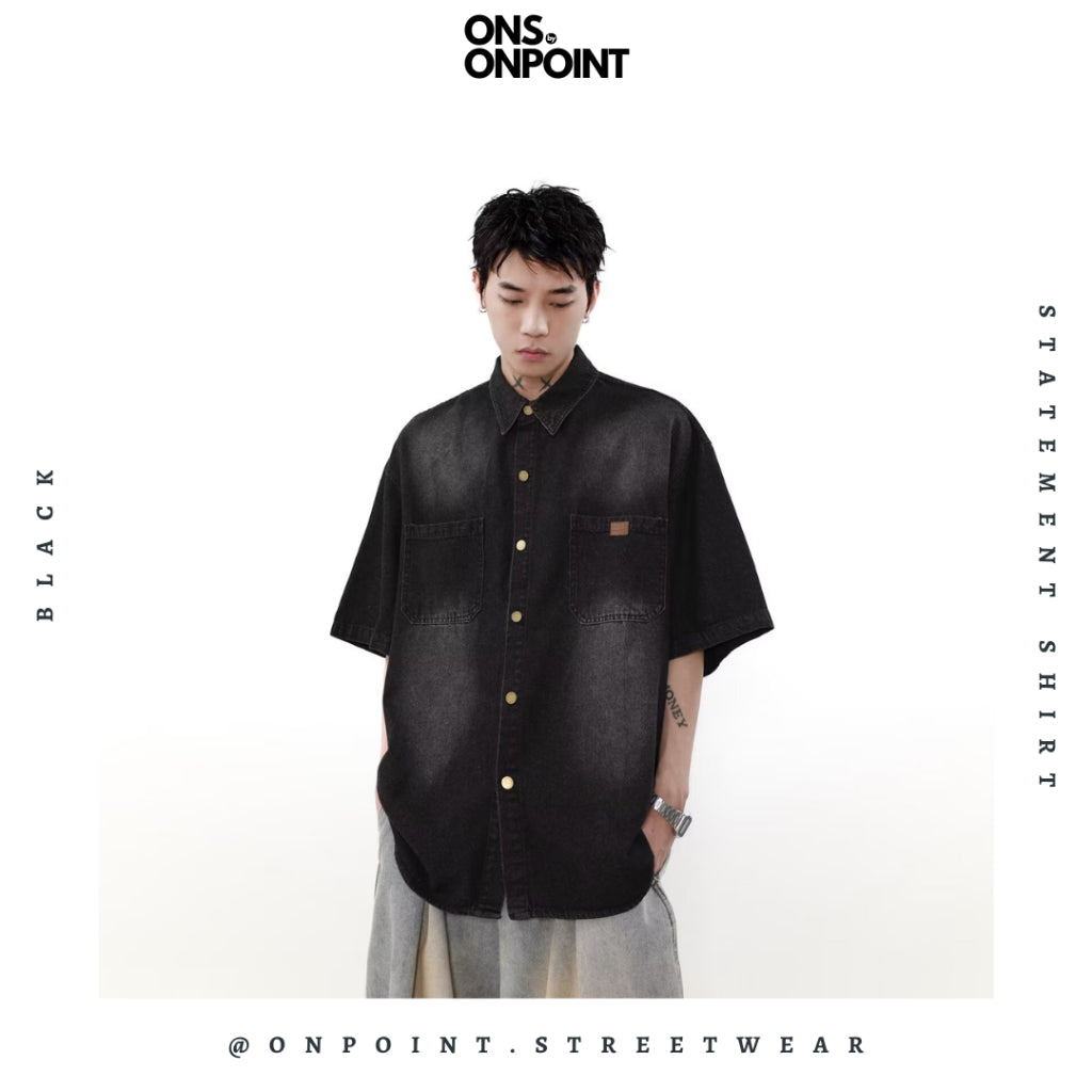 [ONS BY ONPOINT] Statement Shirt - kemeja pria denim kemeja denim unisex oversize korean style denim shirt overshirt outer denim jaket pria