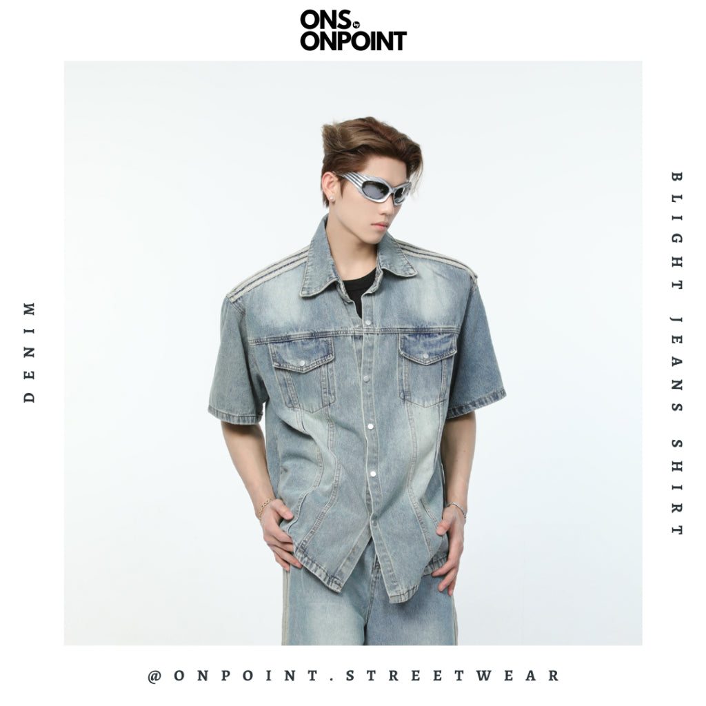 [ONS BY ONPOINT] Blight Jeans Shirt - kemeja pria denim kemeja denim unisex oversize korean style denim shirt overshirt outer denim jaket pria