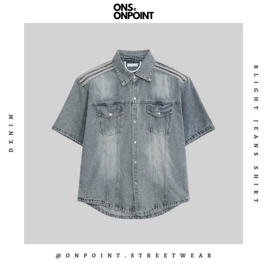 [ONS BY ONPOINT] Blight Jeans Shirt - kemeja pria denim kemeja denim unisex oversize korean style denim shirt overshirt outer denim jaket pria