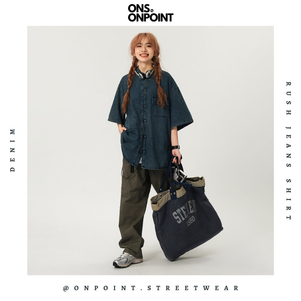 [ONS BY ONPOINT] Rush Jeans Shirt - kemeja pria denim kemeja denim unisex oversize korean style denim shirt overshirt outer denim jaket pria