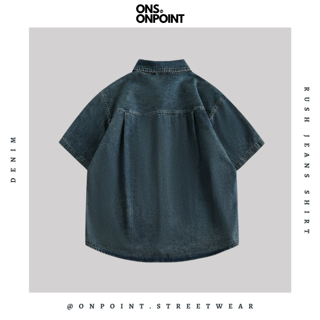 [ONS BY ONPOINT] Rush Jeans Shirt - kemeja pria denim kemeja denim unisex oversize korean style denim shirt overshirt outer denim jaket pria