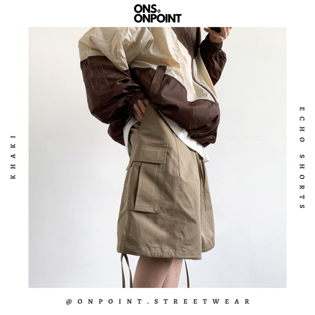 [ONS BY ONPOINT] Echo Shorts  - celana pendek pria celana pria shorts pinggang karet bahan katun hip hop korea streetwear bawahan fashion pria