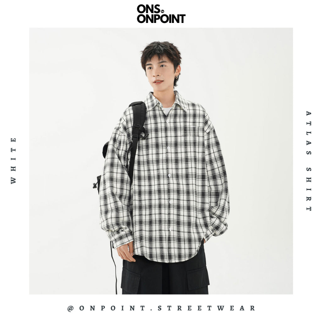 [ONS BY ONPOINT] Atlas Flannel - kemeja denim pria kemeja jeans wanita oversize gaya korea sablon premium jumbo hem pria oversize kemeja korea streetwear